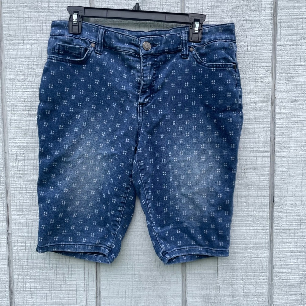Bandolino‎ Mandie Denim Bermuda Shorts Blue Patterned Comfort Size 6